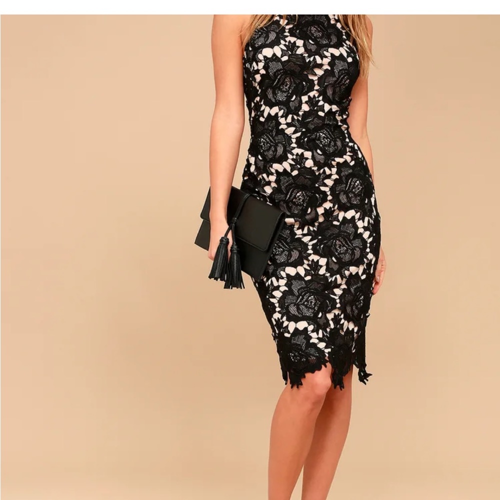 Lulu’s Lace Halter Top Cocktail Dress